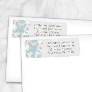 Seashell Whitewashed Wood Beach Address Labels