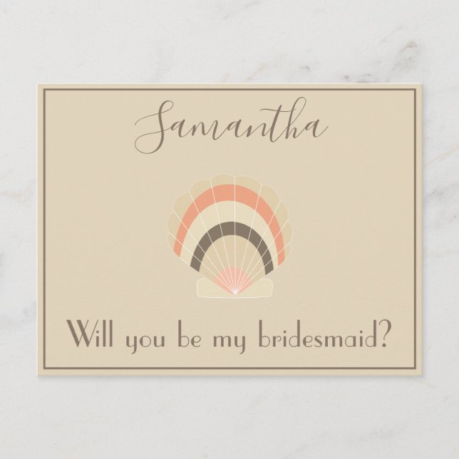 Seashell Will you be my bridesmaid Postcard (Front)