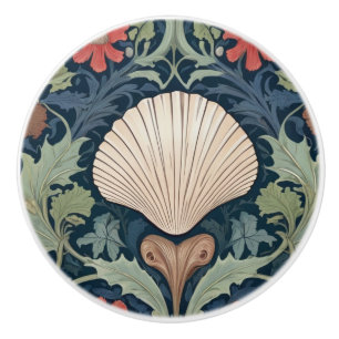 Seashell William Morris style ocean themed floral Ceramic Knob