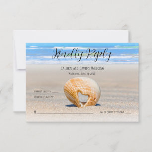Seashell with a Heart on sand at the Beach, Thank You Card
