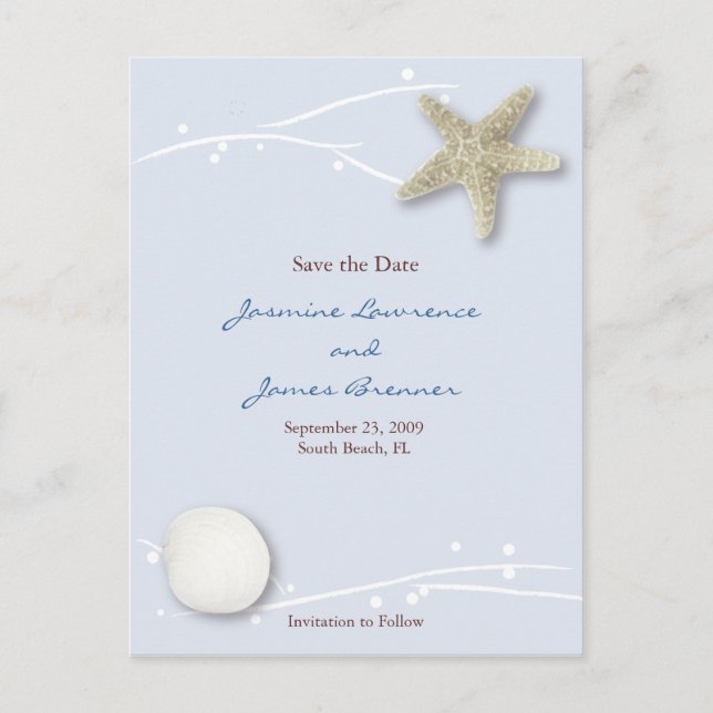 Seashell with Branches Announcement Postcard (Front)