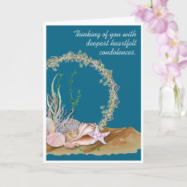 Seashell Wreath Condolences / Sympathy Card (Orchid)
