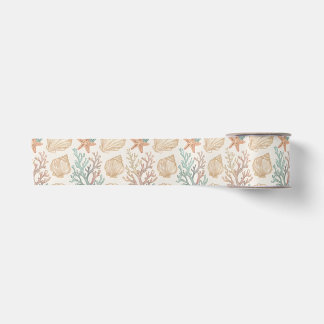 Seashells and Coral Satin Ribbon