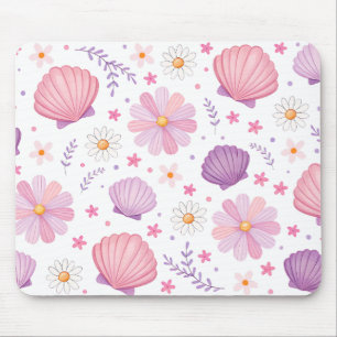 Seashells and Daisies Mouse Mat