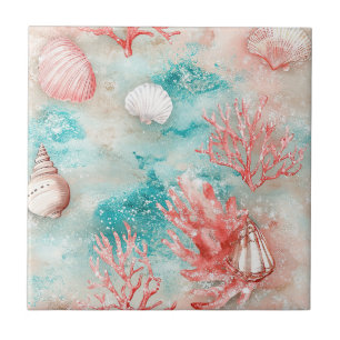 Seashells and Ocean Waves Pattern (11) Tile
