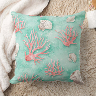 Seashells and Ocean Waves Pattern (12) Cushion