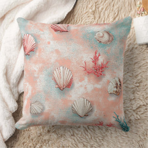 Seashells and Ocean Waves Pattern (16) Cushion