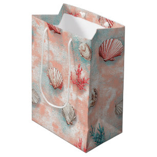 Seashells and Ocean Waves Pattern (16) Medium Gift Bag