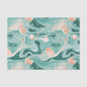 Seashells and Ocean Waves Pattern (6) Tissue Paper