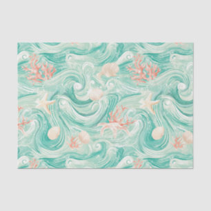 Seashells and Ocean Waves Pattern (8) Tissue Paper