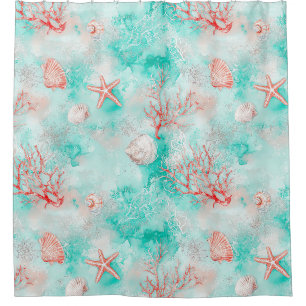 Seashells and Ocean Waves Pattern (9) Shower Curtain
