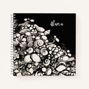 seashells and pebbles drawing Spiral Notebook