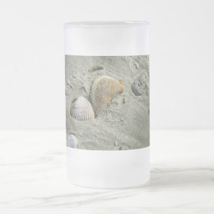Seashells And Sand Frosted Glass Beer Mug