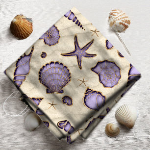 Seashells and Sand Purple ID782 Fabric