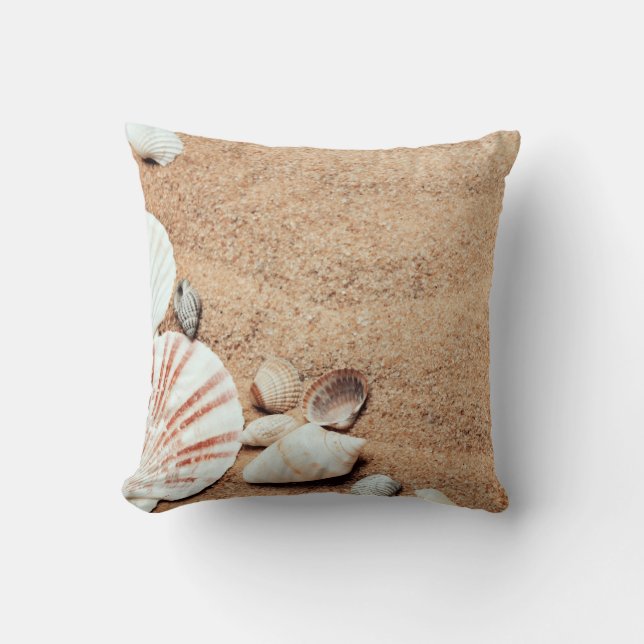 Seashells and Sand Throw Pillow (Front)