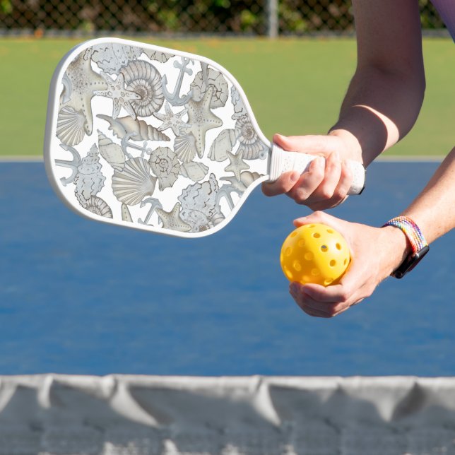 Seashells And Ship Anchor Treasure Hunt Fun Pickleball Paddle (Insitu)