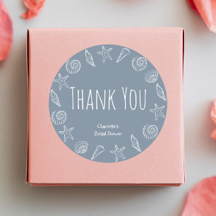 Seashells and Star Fish Bridal Shower Thank You Classic Round Sticker