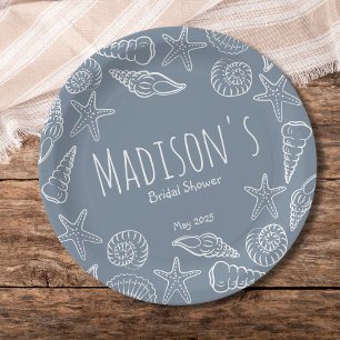 Seashells and Star Fish Coastal Bridal Shower   Paper Plate