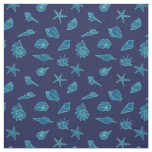 seashells and starfish fabric