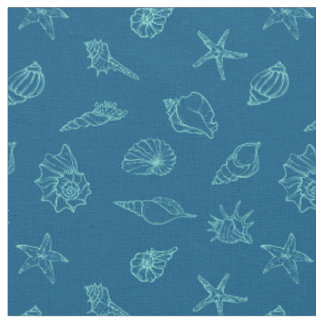 seashells and starfish fabric