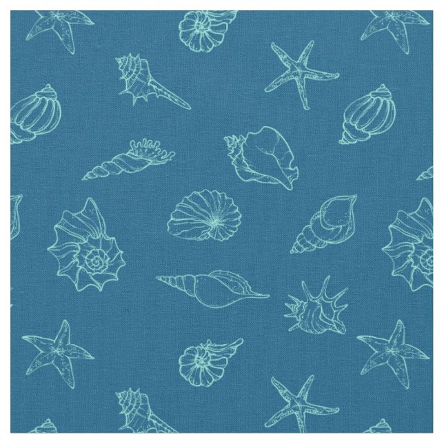 seashells and starfish fabric (Close Up)
