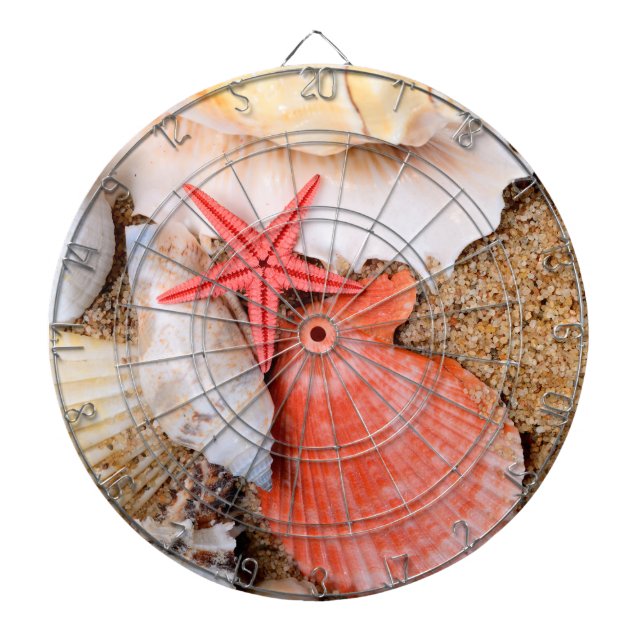 Seashells and Starfish in Sand Dartboard (Front)