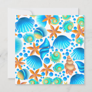 Seashells and Starfish Ocean Pattern  Holiday Card