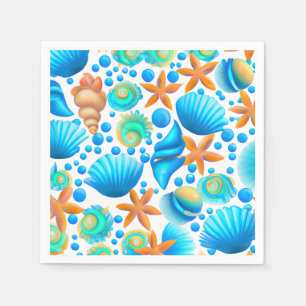 Seashells and Starfish Ocean Pattern  Napkin