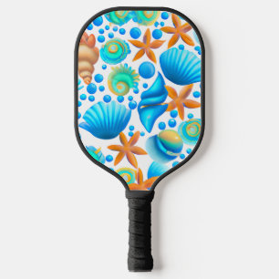 Seashells and Starfish Ocean Pattern Pickleball Paddle