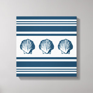 Seashells and stripes canvas print