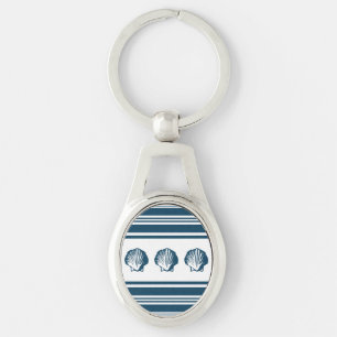 Seashells and stripes key ring