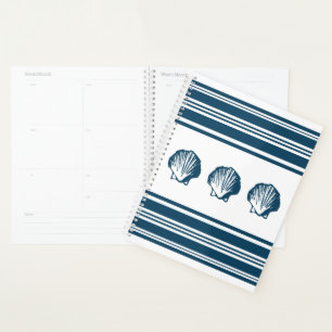 Seashells and stripes planner