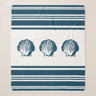 Seashells and stripes sherpa blanket
