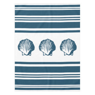 Seashells and stripes tablecloth