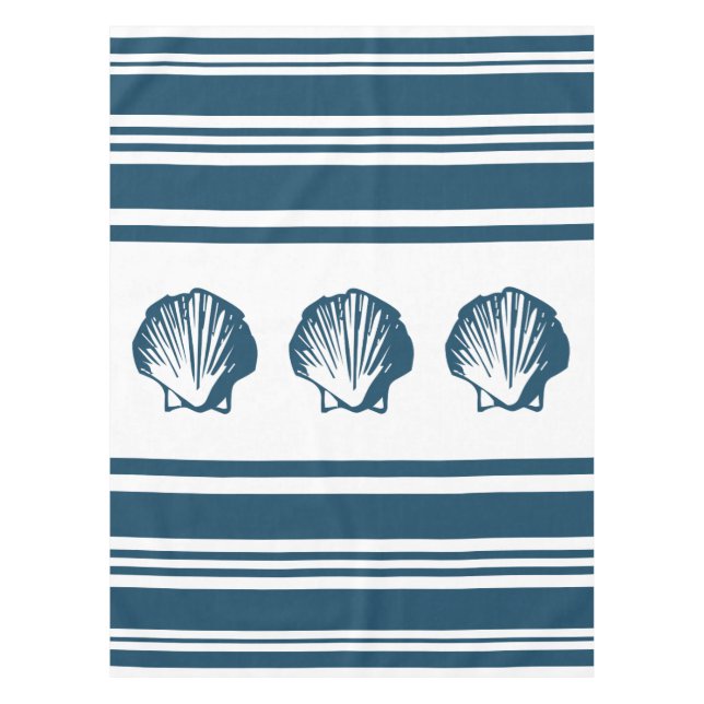 Seashells and stripes tablecloth (Front)