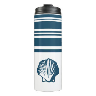 Seashells and stripes thermal tumbler