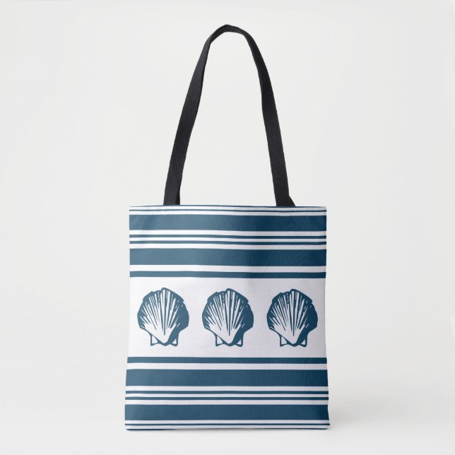 Seashells and stripes tote bag (Front)