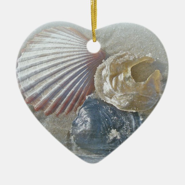 Seashells and Surf Ceramic Tree Decoration (Front)