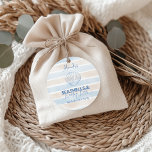 Seashells and Wedding Bells Bachelorette Classic Round Sticker<br><div class="desc">Add a touch of nautical charm to your bachelorette party with our Last Sail Before the Veil Classic Round Sticker! Perfect for decorating party favours, welcome bags, drink cups, or scrapbooks, these stickers bring fun and elegance to your maritime-themed celebration. Product Highlights: Design: Features stylish nautical elements such as anchors,...</div>