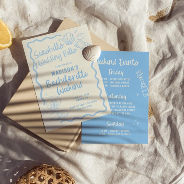 Seashells and Wedding Bells Bachelorette Invitation (Creator Uploaded)