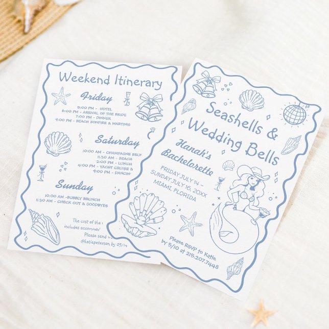 Seashells and Wedding Bells Bachelorette Party  Invitation (Creator Uploaded)