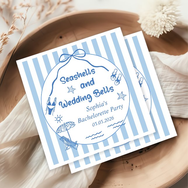 Seashells and Wedding Bells Bachelorette Party Napkin (Creator Uploaded)