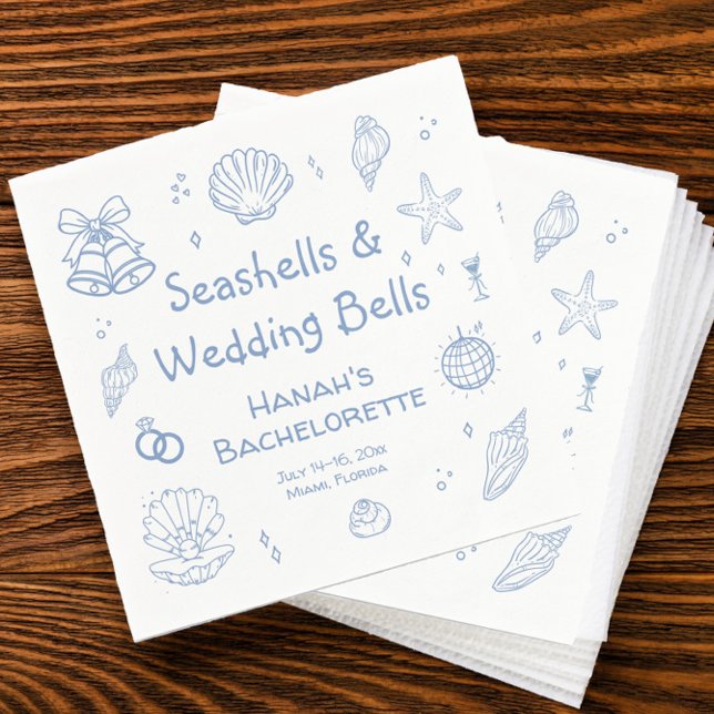 Seashells and Wedding Bells Bachelorette Party Napkin (Creator Uploaded)