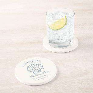 Seashells and Wedding Bells Bachelorette Sandstone Coaster