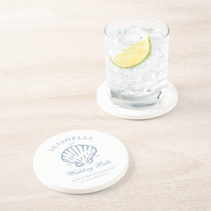 Seashells and Wedding Bells Bachelorette Sandstone Coaster