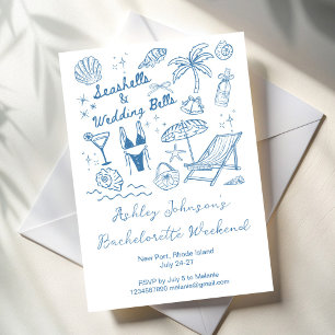 Seashells and wedding bells Bachelorette weekend Invitation