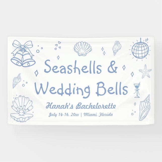 Seashells and Wedding Bells Bachelorette Welcome Banner (Horizontal)
