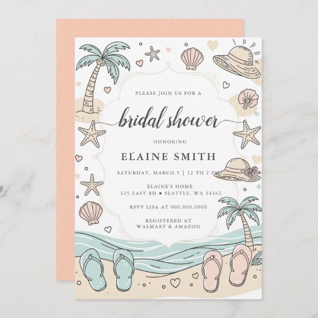 Seashells and Wedding Bells Beach Bridal Shower Invitation (Front/Back)