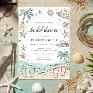 Seashells and Wedding Bells Beach Bridal Shower Invitation