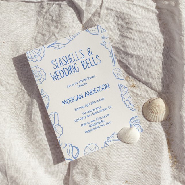 Seashells and Wedding Bells Bridal Shower Invitation (Creator Uploaded)